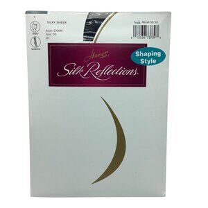 Hanes Silk Reflections Silky Sheer Shaping Style Pantyhose Size CD Jet Black